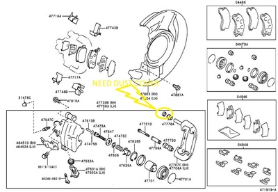 Rear caliper Toyota diagram mark up